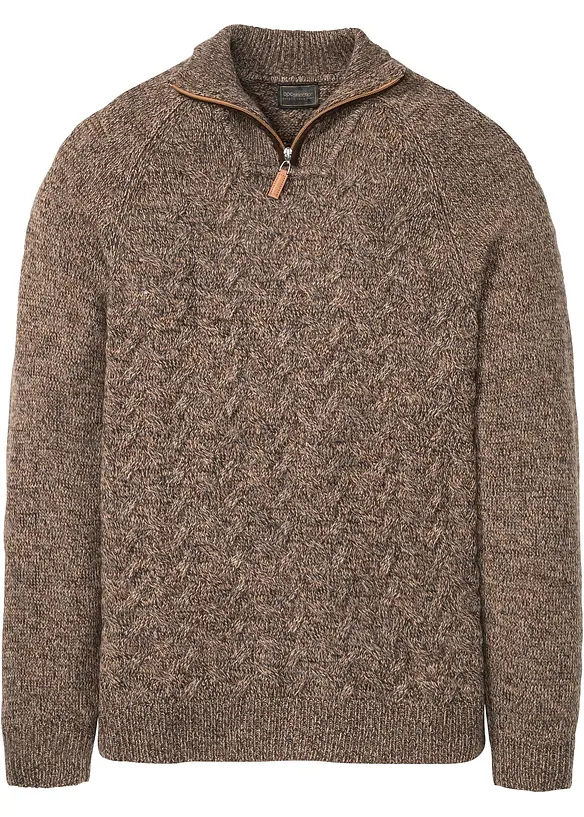 Maglione in misto lana con zip, bonprix