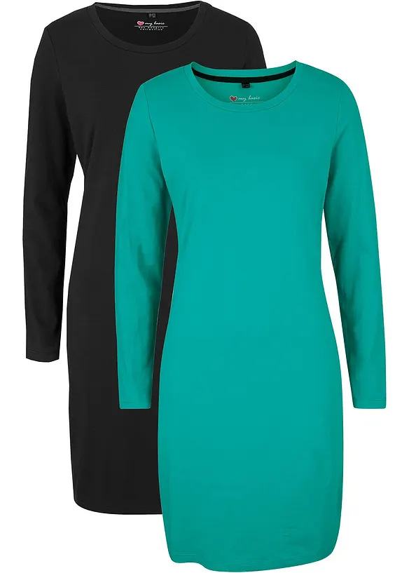 Abito in jersey aderente (pacco da 2), bonprix