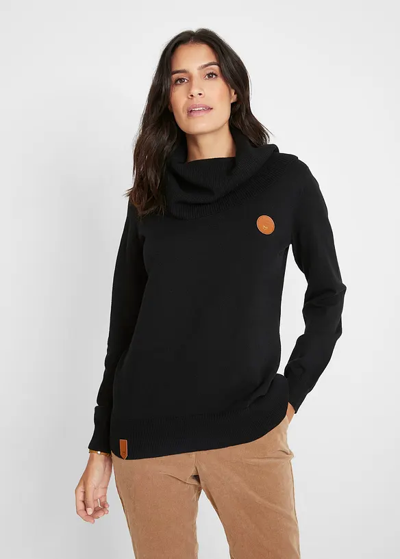 Maglione in filato fine con collo ampio, bonprix
