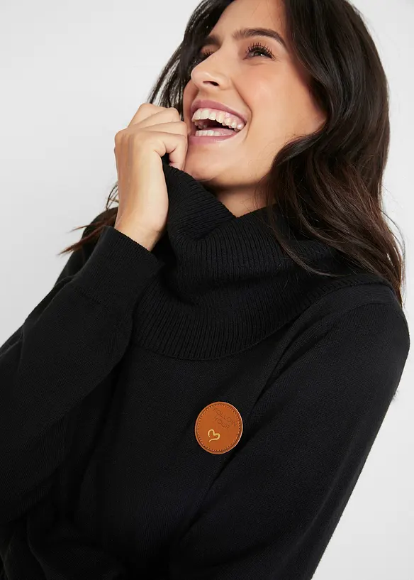 Maglione in filato fine con collo ampio, bonprix