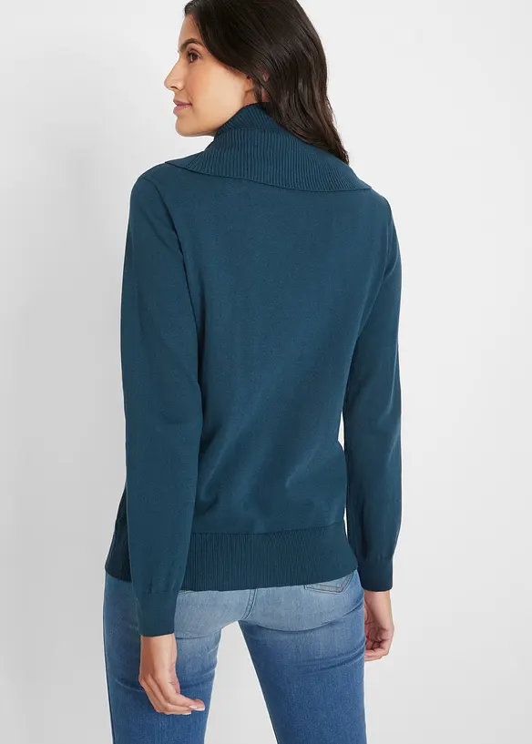 Maglione in filato fine con collo ampio, bonprix