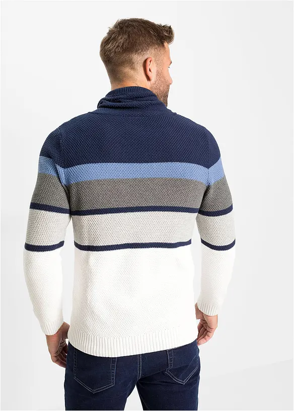 Maglione in filato grosso con collo tubolare in puro cotone, bonprix