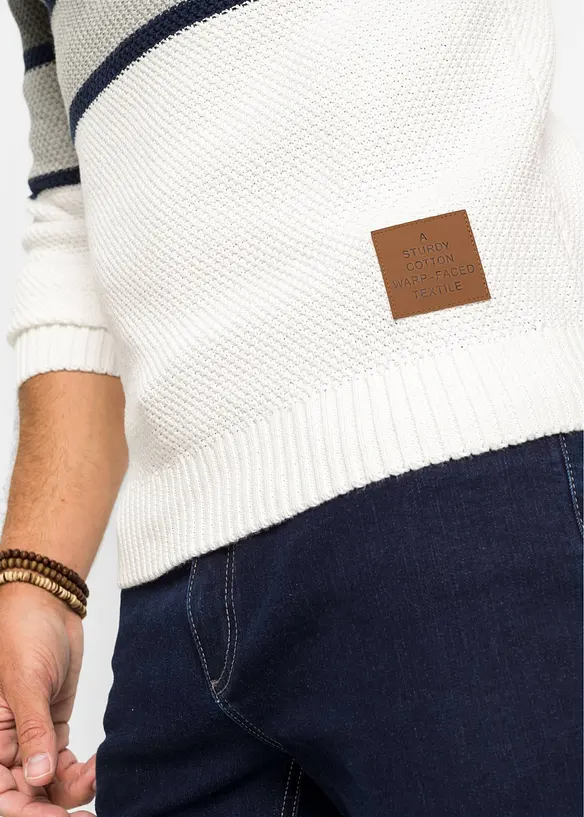 Maglione in filato grosso con collo tubolare in puro cotone, bonprix