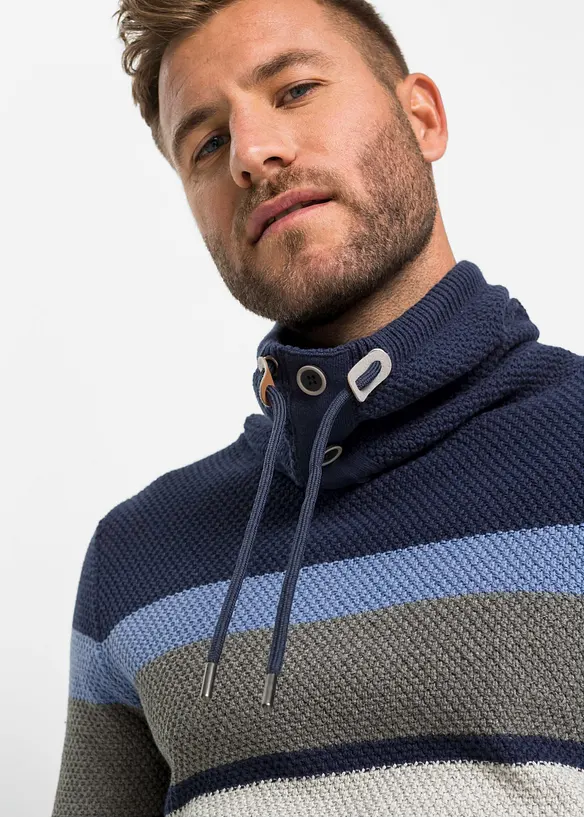 Maglione in filato grosso con collo tubolare in puro cotone, bonprix