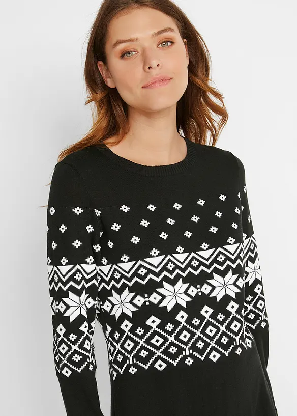Abito in maglia con motivo norvegese, bonprix