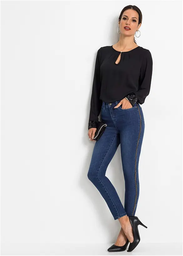 Blusa con dettagli in paillettes, bonprix