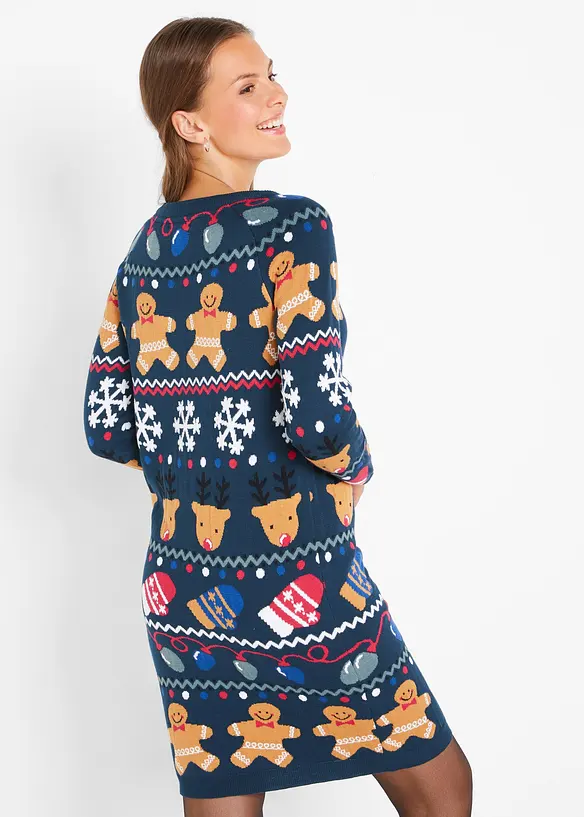 Abito in maglia natalizio con biscotti, bonprix