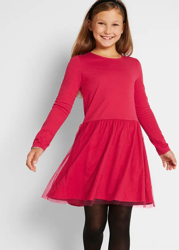 Abito in jersey con tulle, bonprix