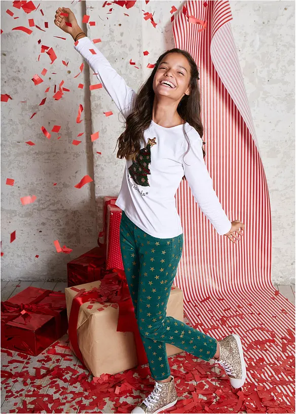 Maglia a maniche lunghe in puro cotone biologico con paillettes reversibili, bonprix