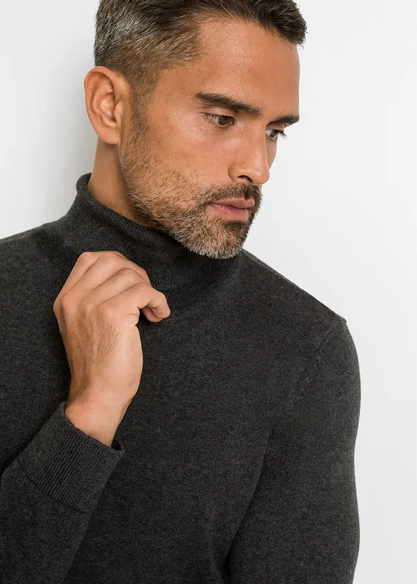 Maglione a collo alto con cachemire, bonprix