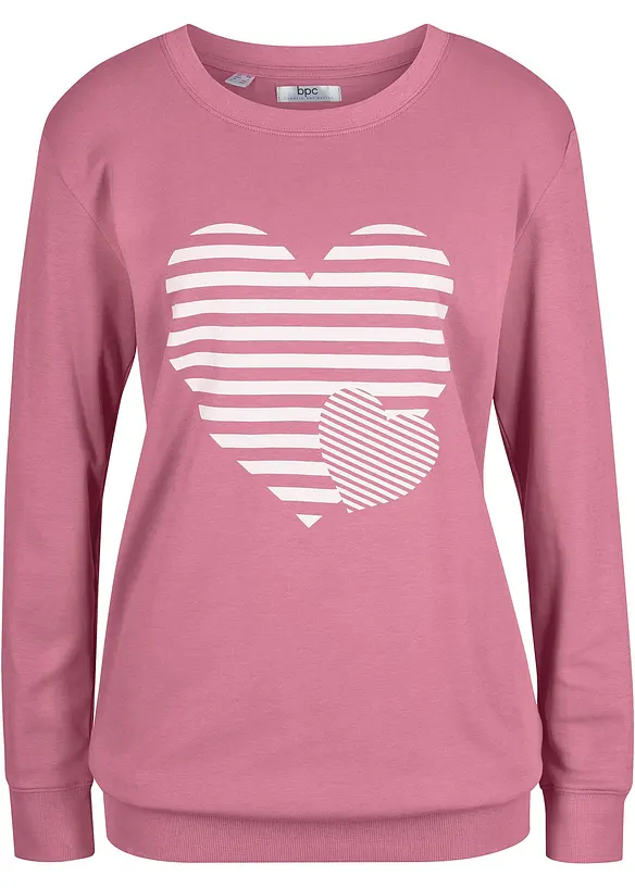 Maglia in cotone stampata a maniche lunghe, bonprix