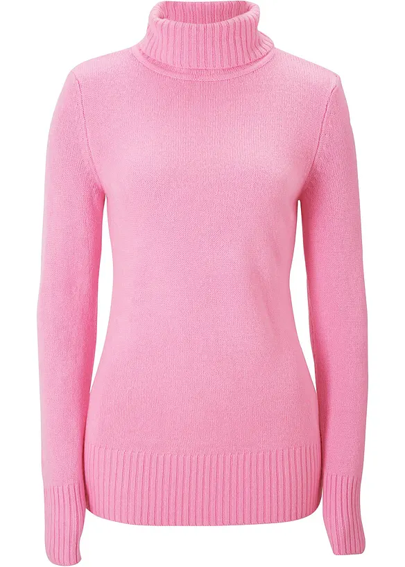 Maglione basic a collo alto in filato fine, bonprix