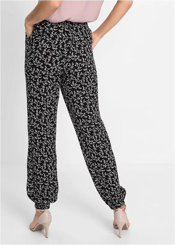 Pantaloni in pura viscosa con elastico in vita, bonprix