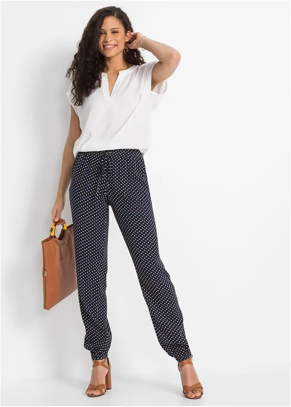 Pantaloni in pura viscosa con elastico in vita, bonprix
