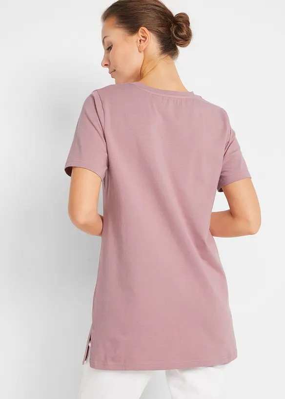 T-shirt lunga con scollo a V (pacco da 2), bonprix