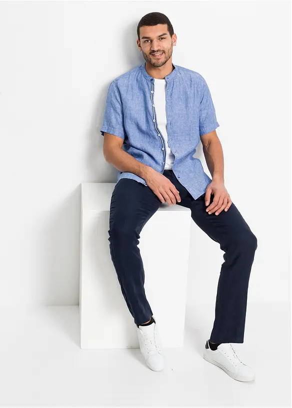 Pantaloni chino in misto lino regular fit, straight, bonprix
