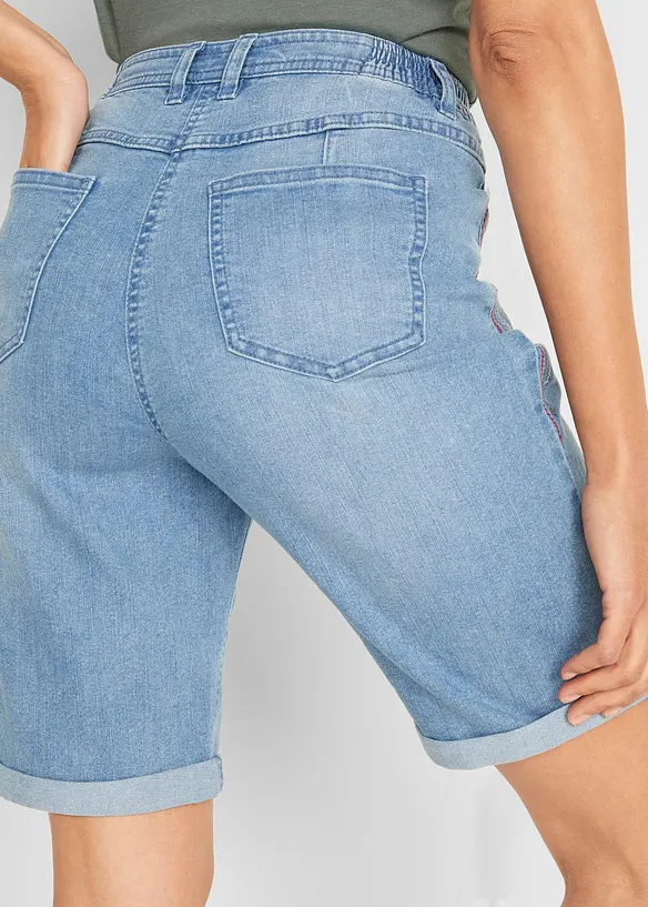 Bermuda comfort in jeans elasticizzato con cinta comoda, bonprix