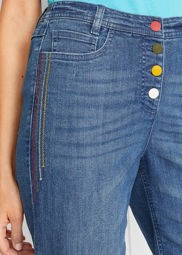 Bermuda comfort in jeans elasticizzato con cinta comoda, bonprix