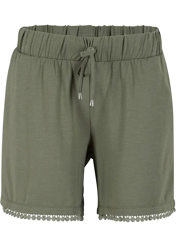Shorts in jersey con cinta comoda e pizzo in misto viscosa, bonprix
