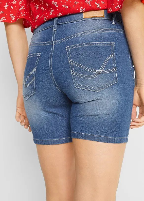 Shorts di jeans slim fit, vita media (pacco da 2), bonprix