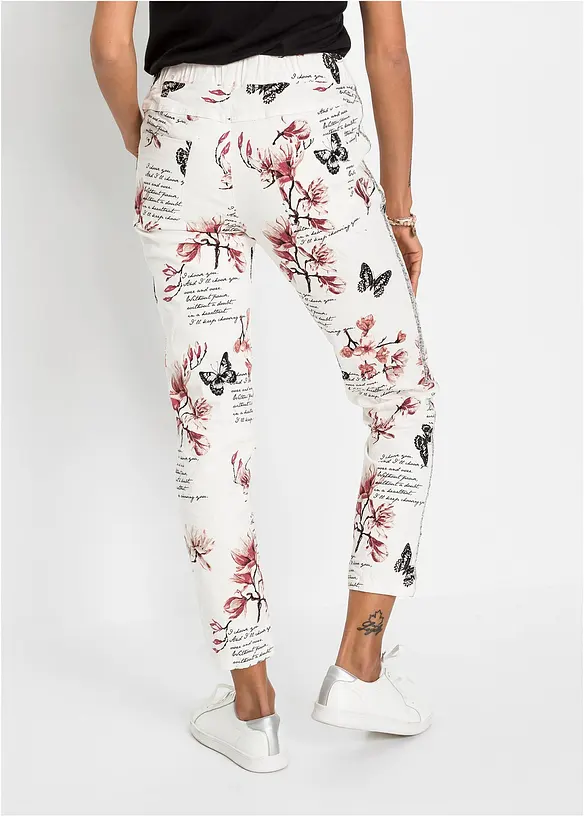 Pantaloni in twill di misto cotone elasticizzato, bonprix