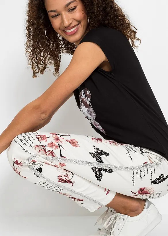 Pantaloni in twill di misto cotone elasticizzato, bonprix