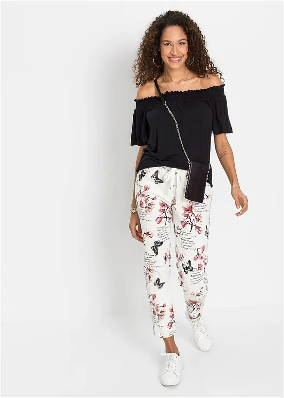Pantaloni in twill di misto cotone elasticizzato, bonprix