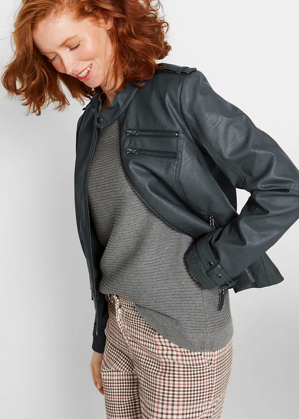 Giacca in similpelle stile biker con cerniere, bpc bonprix collection