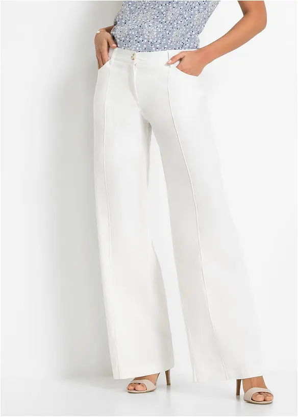 Pantaloni a palazzo in misto lino fresco e leggero, bonprix