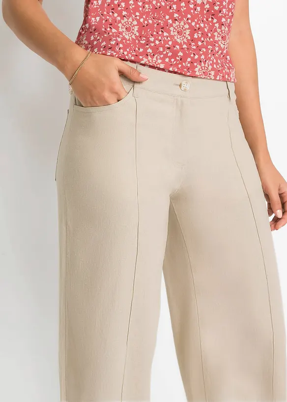 Pantaloni a palazzo in misto lino fresco e leggero, bonprix
