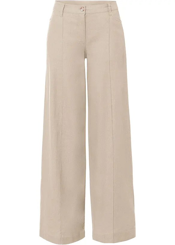 Pantaloni a palazzo in misto lino fresco e leggero, bonprix