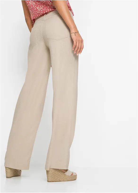 Pantaloni a palazzo in misto lino fresco e leggero, bonprix