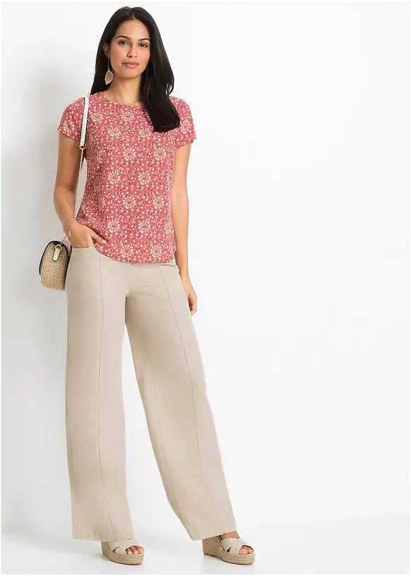 Pantaloni a palazzo in misto lino fresco e leggero, bonprix