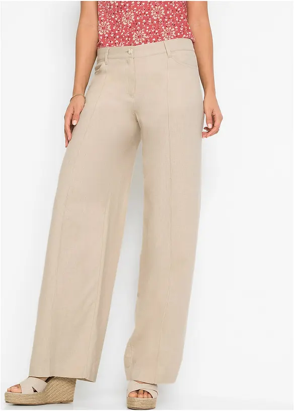 Pantaloni a palazzo in misto lino fresco e leggero, bonprix