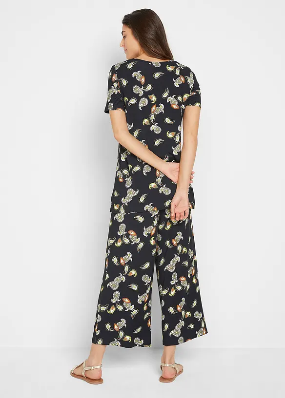 Maglia e pantaloni culotte in misto viscosa fluente (set 2 pezzi), bonprix