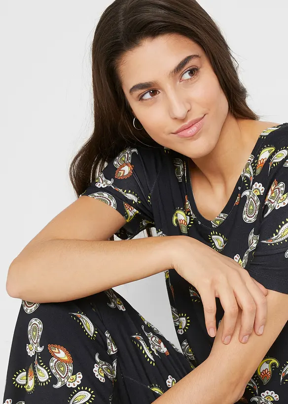 Maglia e pantaloni culotte in misto viscosa fluente (set 2 pezzi), bonprix