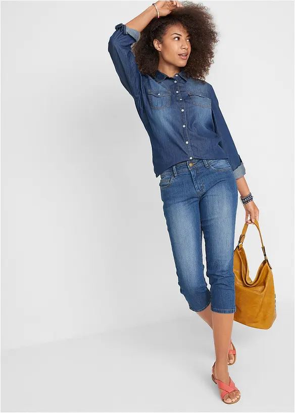 Jeans cropped slim fit, a vita media, bonprix