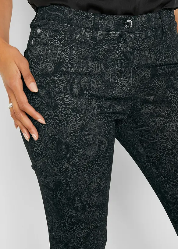 Pantaloni in twill con fantasia raffinata, bonprix