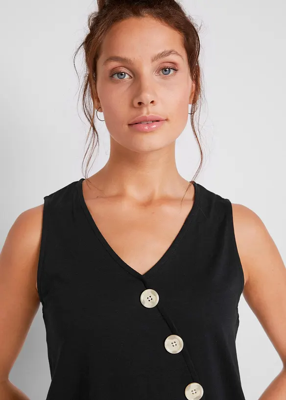 Top in cotone con effetto a portafoglio e elastico, bonprix