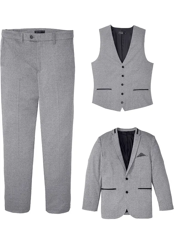 Completo (3 pezzi) giacca, pantaloni, gilet, regular fit, bonprix