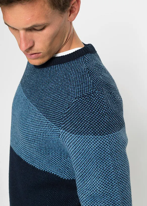 Maglione a girocollo in color block, bonprix