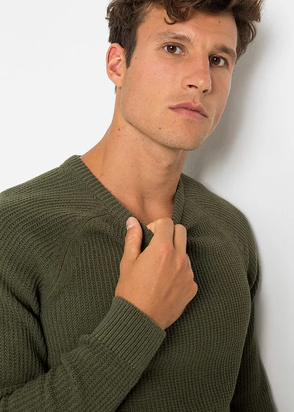 Maglione in filato grosso con cotone riciclato, bonprix