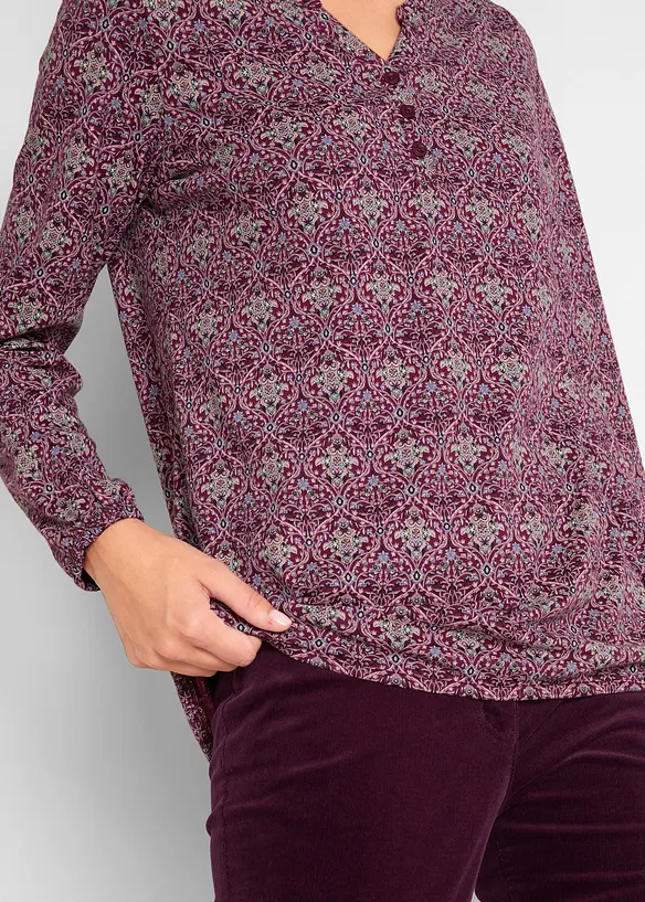 Maglia serafino fantasia a maniche lunghe, bonprix