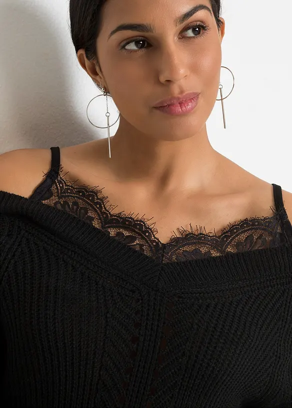 Maglione traforato con pizzo, BODYFLIRT