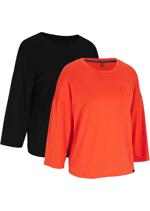 T-shirt sportiva tecnica (pacco da 2) con maniche a 3/4, bpc bonprix collection