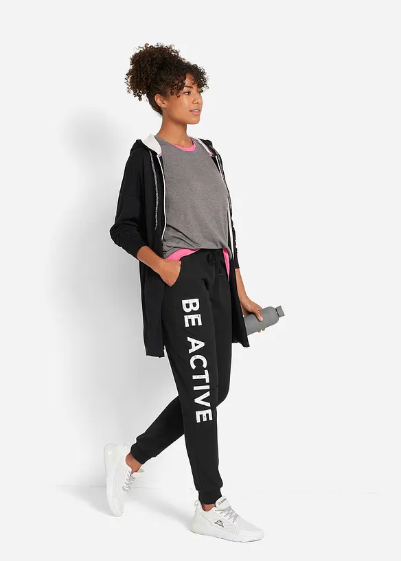 Pantaloni da jogging in cotone con stampa, loose fit, bonprix