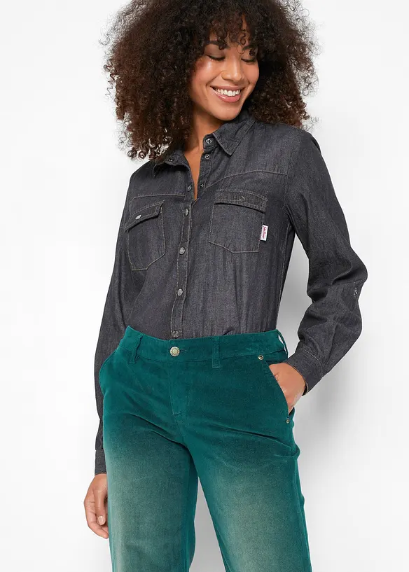 Pantaloni di velluto a coste elasticizzato, wide leg, bonprix