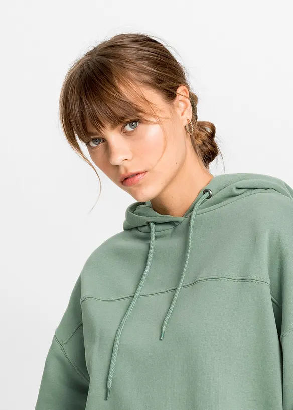 Felpa con cappuccio oversize in morbido misto cotone, bonprix