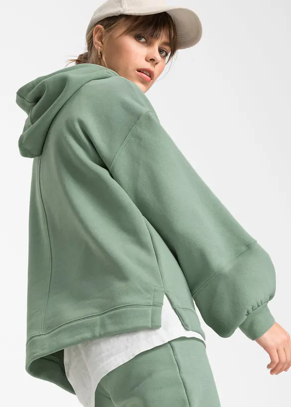 Felpa con cappuccio oversize in morbido misto cotone, bonprix