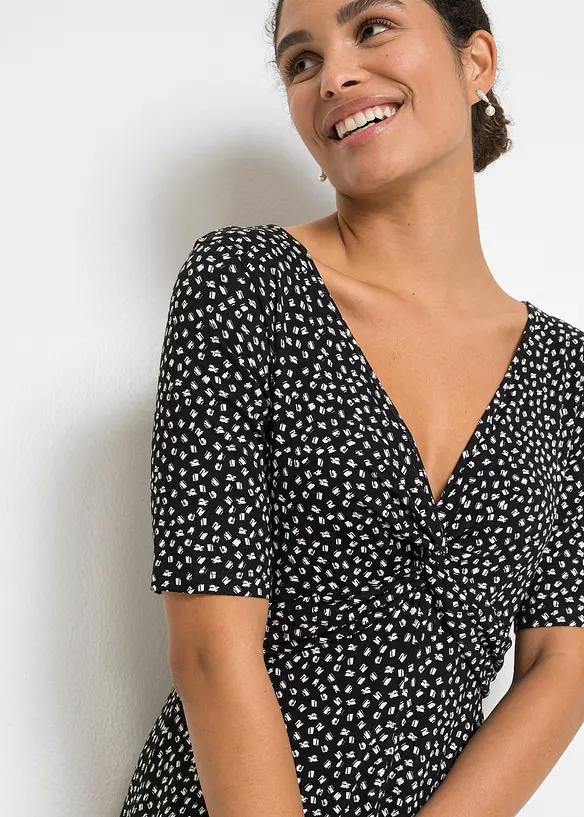 Abito in jersey con drappeggio in misto viscosa morbido, bonprix